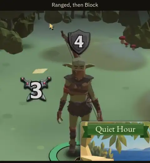 A goblin archer drawing her bow off her back