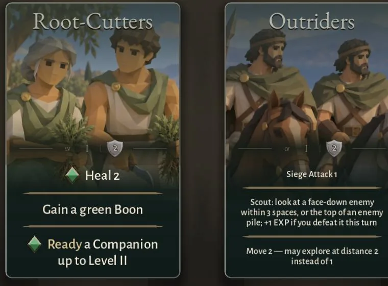Companion cards with their mana costs