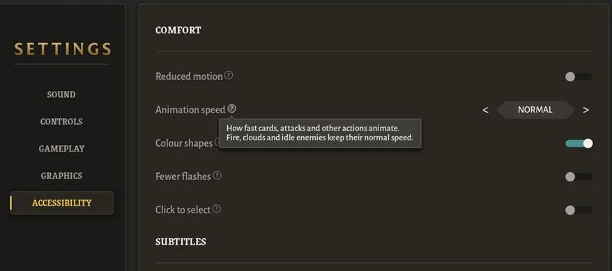 The ? next to Animation speed, open
