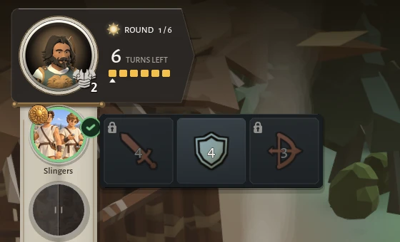A Companion's menu with one ability locked