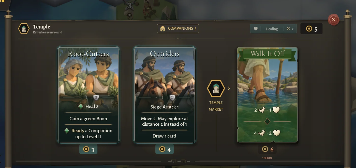 The Market at a place, showing only what that place sells