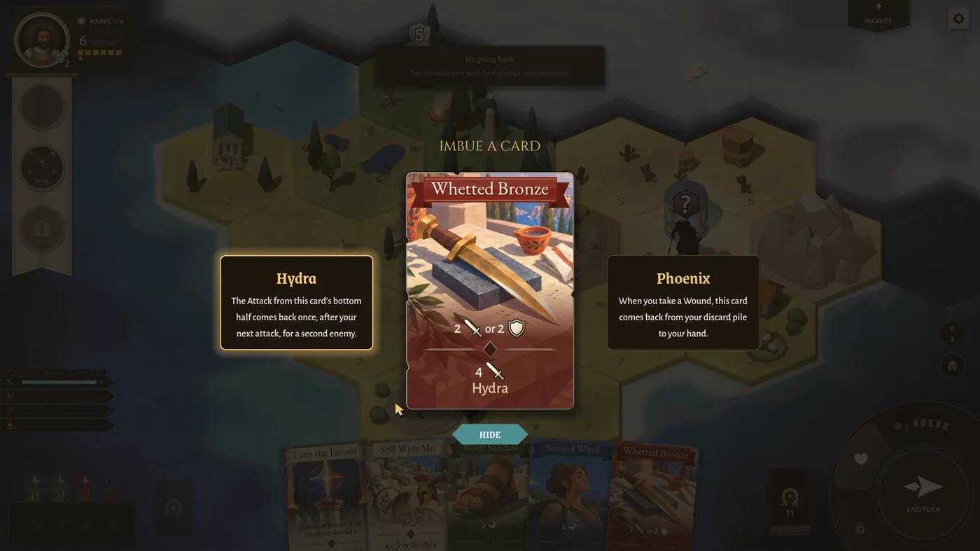 Imbue: two keywords for the card, the one you point at shows in gold