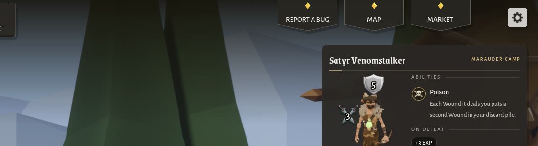 The Report a bug tab at the top right, next to Map and Market